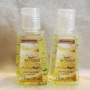 2 Bath & Body Works Fresh Lemon PocketBac Hand Gel Anti-Bact…